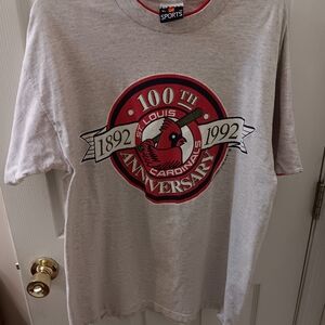 Vintage St. Louis Cardinals 1992 100th Anniversary Gray T-Shirt Men's Size XL